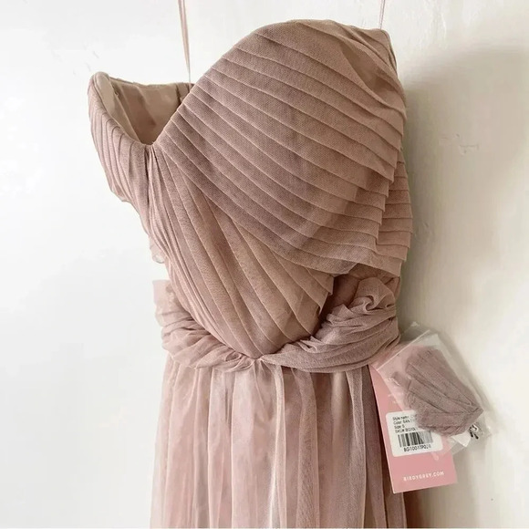 Birdy Grey Christina Convertible Bridesmaid Dress in Tulle Sandy Taupe S NWT - Picture 8 of 14